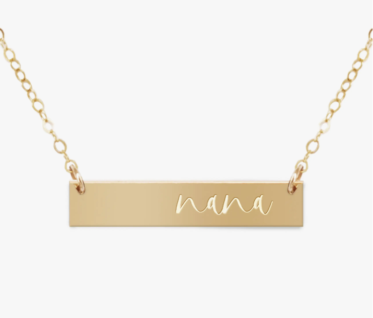 Nana Gold Filled Engraved Bar Necklace