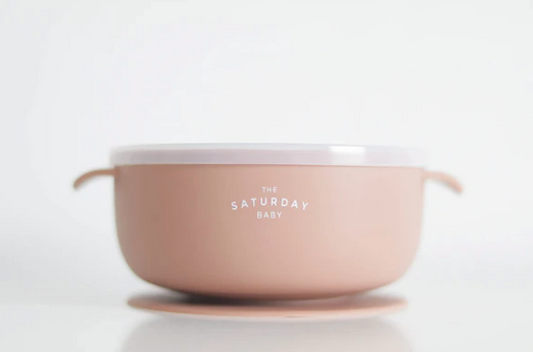Suction Bowl With Lid - Coral