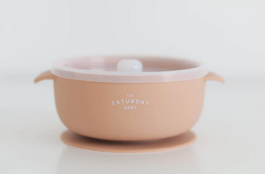 Suction Bowl With Lid - Peach