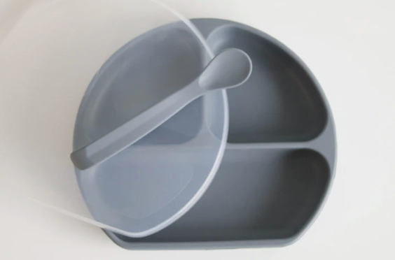 Suction Plate With Lid & Spoon - Ocean